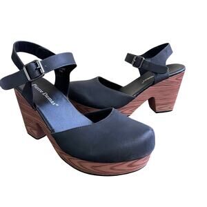 Pierre Dumas Block Heel Stacked Heel Clog Strappy Closed Toe Shoe Size 7 Boho